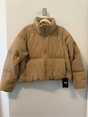 Under Armour Women’s L Limitless Corduroy Cropped Funnel Neck Down Puffer Jacket